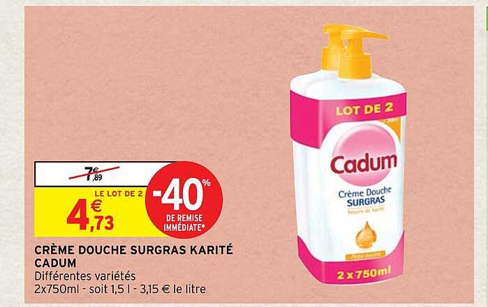 crème douche surgras karité cadum