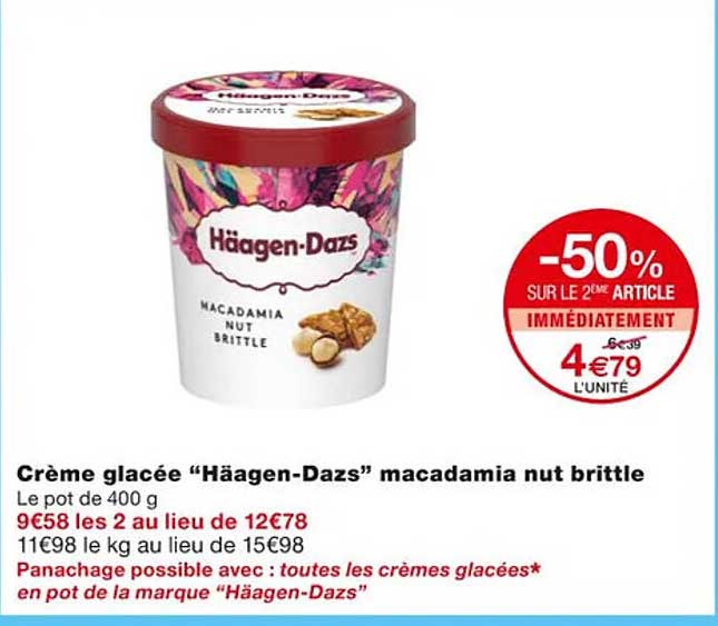 crème glacée "häagen-dazs" macadamia nut brittle