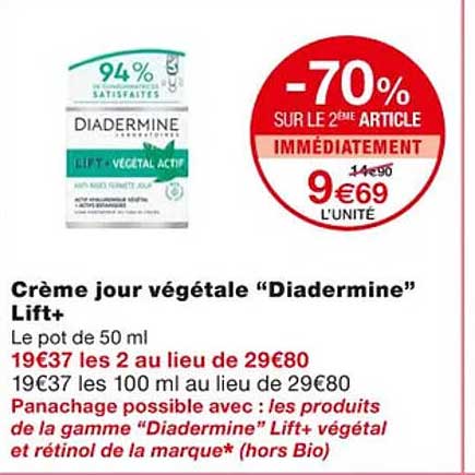 Crème Jour Végétale "diadermine" Lift+