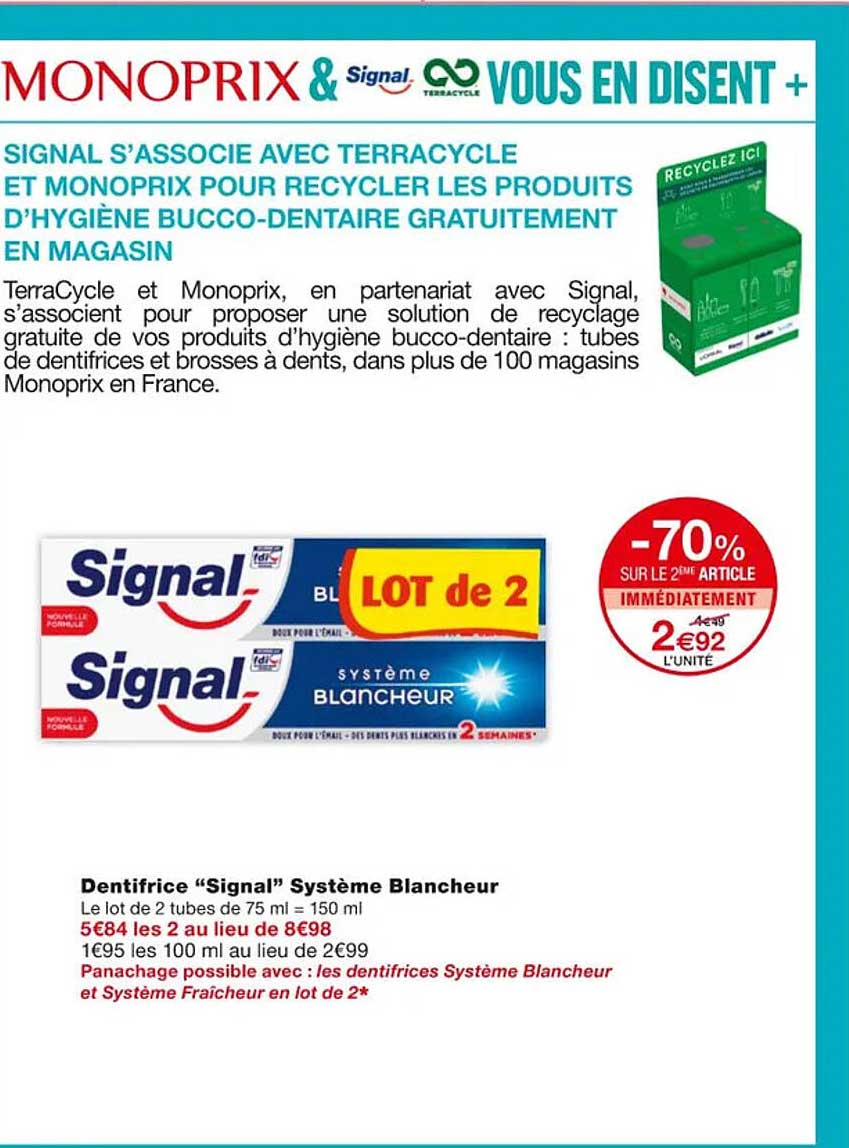 Dentifrice "signal" Système Blancheur