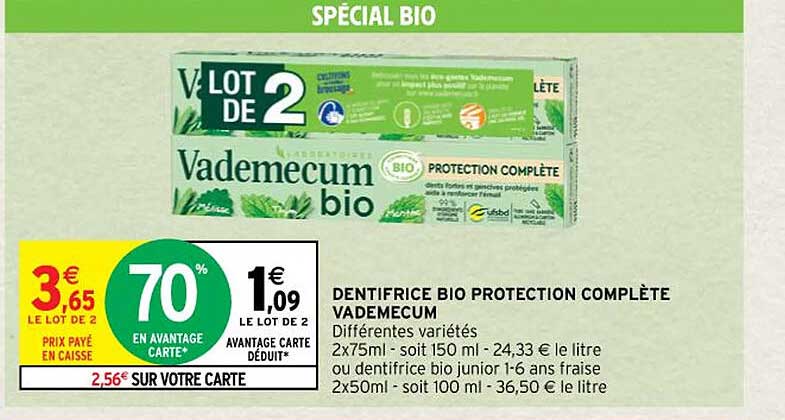 Dentifrice Bio Protection Complète Vademedum
