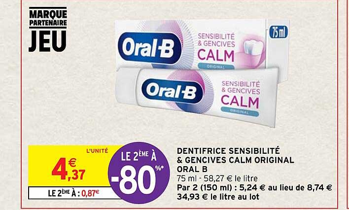 dentifrice sensibilité & gencives calm original oral b