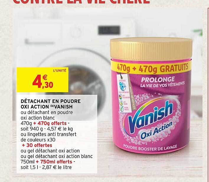 détachant en poudre oxi action vanish