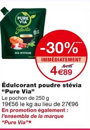 édulcorant poudre stévia "pure via"