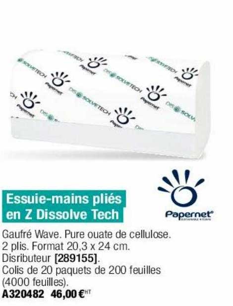 essuie-mains pliés en z dissolve tech papernet