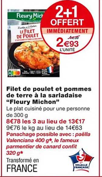 filet de poulet et pommes de terre à la sarladaise "fleury michon"
