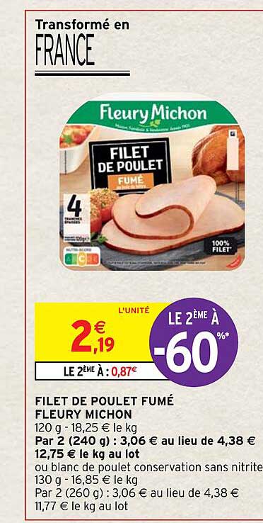 filet de poulet fumé fleury michon