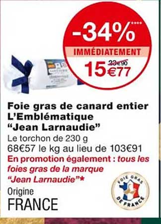 Foie Gras De Canard Entier L'emblématique "jean Larnaudie"
