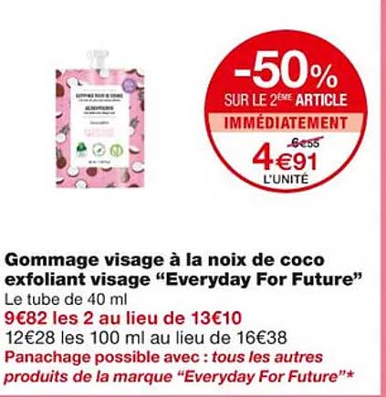 gommage visage à la noix de coco exfoliant visage "everyday for future"