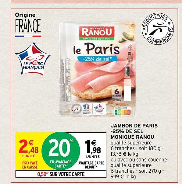 jambon de paris -25% de sel monique ranou