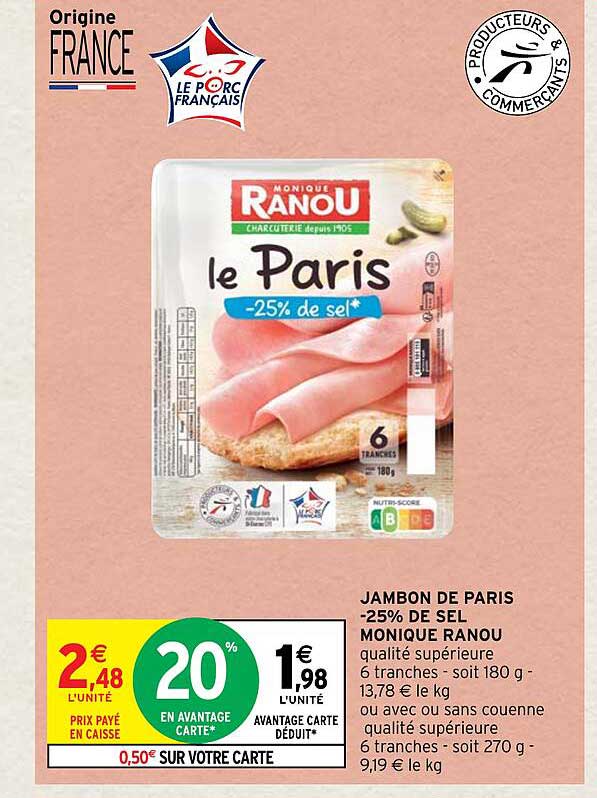 jambon de paris -25% de sel monique ranou