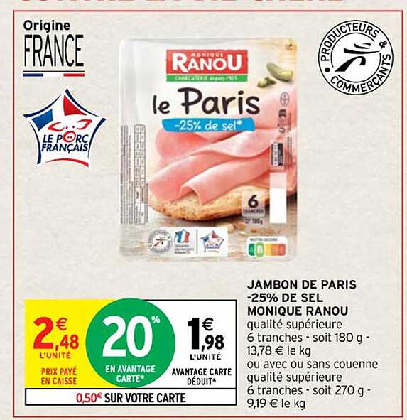 jambon de paris -25% de sel monique ranou