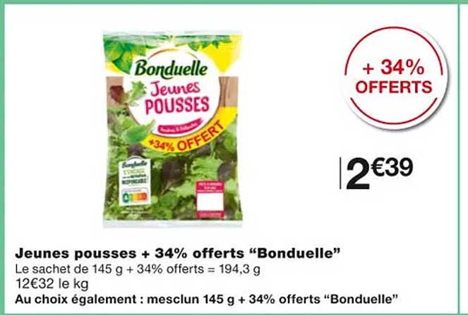 jeunes pousses + 34% offerts "bonduelle"