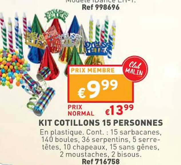 kit cotillons 15 personnes