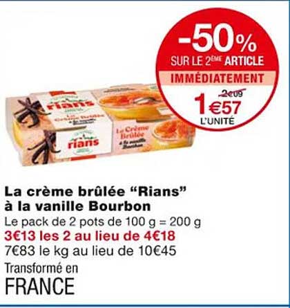 la crème brûlée "rians" à la vanille bourbon