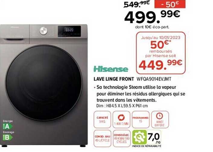 lave linge front hisense