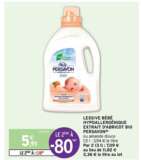 lessive bébé hypoallergénique extrait d'abricot bio persavon