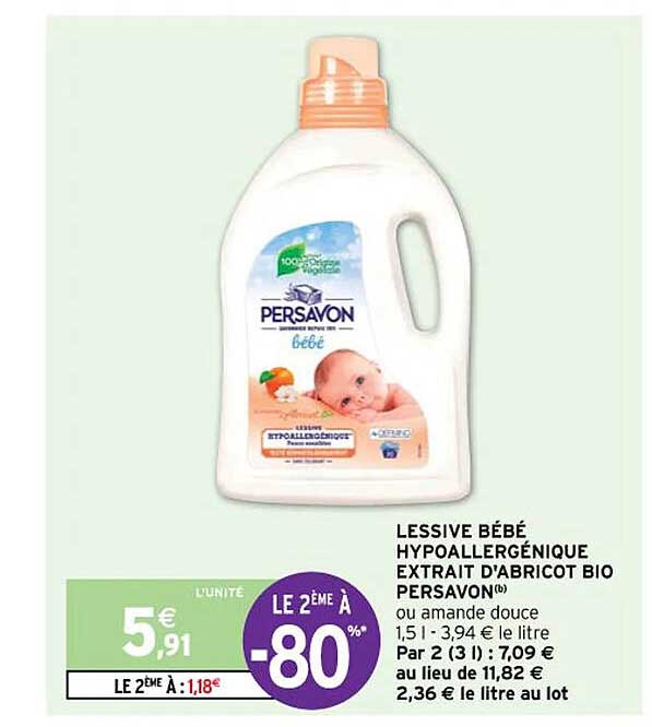 lessive bébé hypoallergénique extrait d'abricot bio persavon