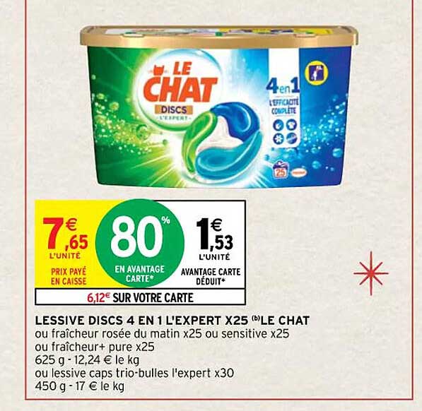 lessive discs 4 en 1 l'expert x25 le chat