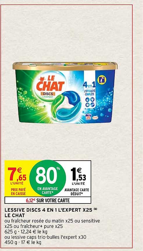 lessive discs 4 en 1 l'expert x25 le chat