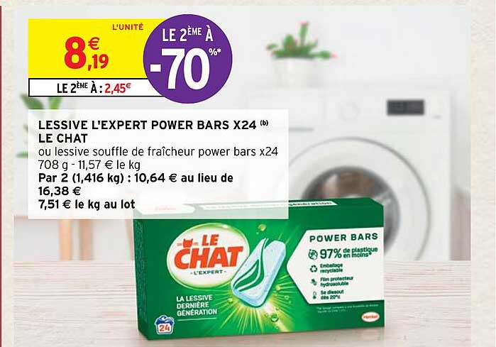 lessive l'expert power bars x24 le chat