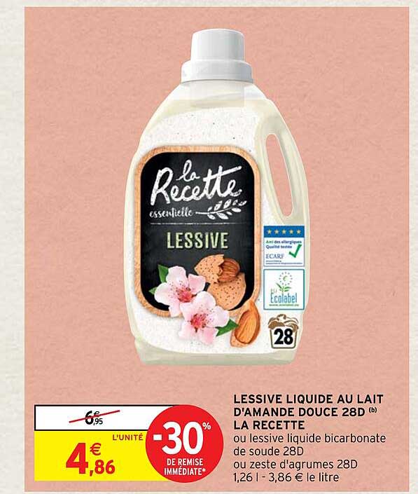 lessive liquide au lait d'amande douce 28d la recette