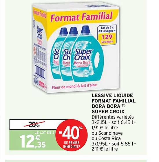 lessive liquide format familial bora bora super croix