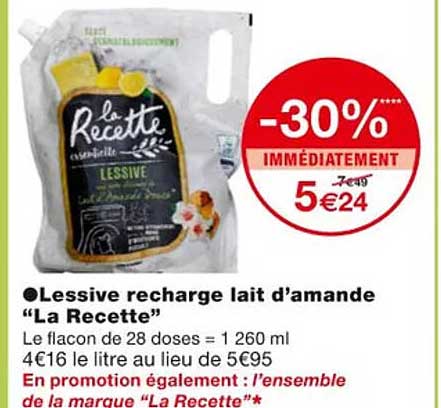 Lessive Recharge Lait D'amande "la Recette"