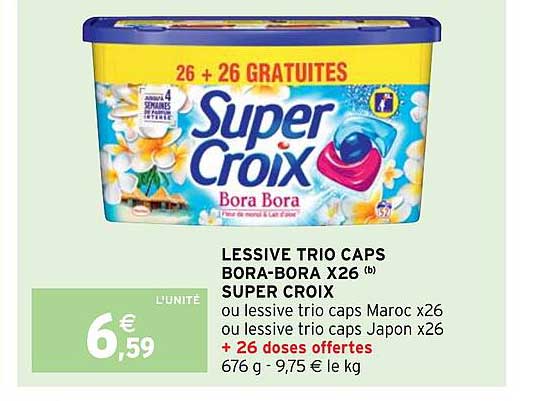 lessive trio caps bora-bora x26 super croix