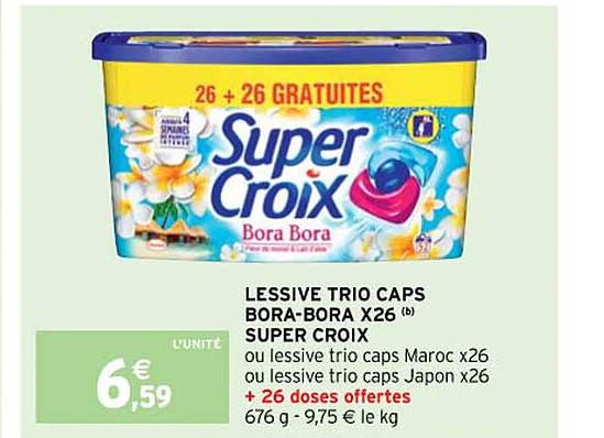 lessive trio caps bora-bora x26 super croix