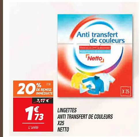 Lingettes Anti Transfert De Couleurs X25 Netto