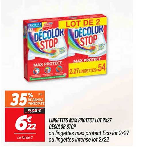 lingettes max protect lot 2x27 décolor stop