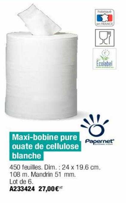 maxi-bobine pure ouate de cellulose blanche