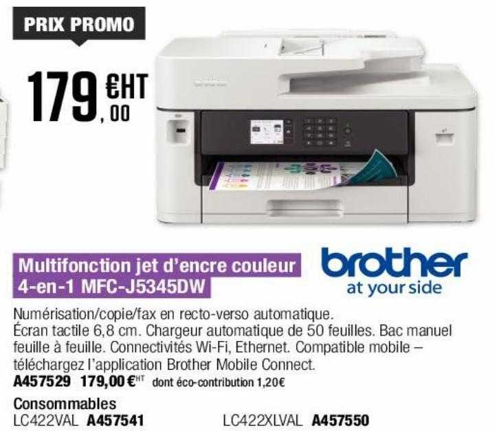 multifonction jet d'encre couleur 4-en-1 mfc-j5345dw brother