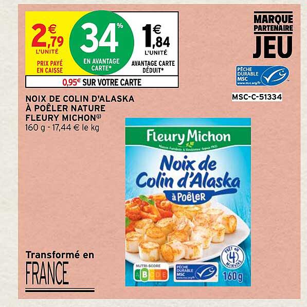 noix de colin d'alaska à poêler nature fleury michon