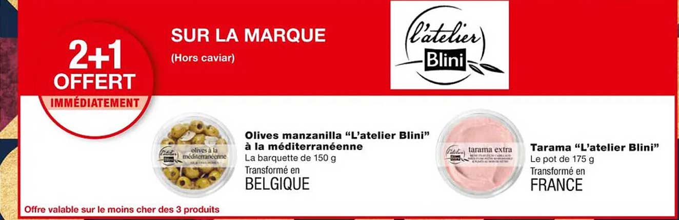 olives manzanilla "l'atelier blini" à la méditerranéenne, tarama "l'atelier blini"