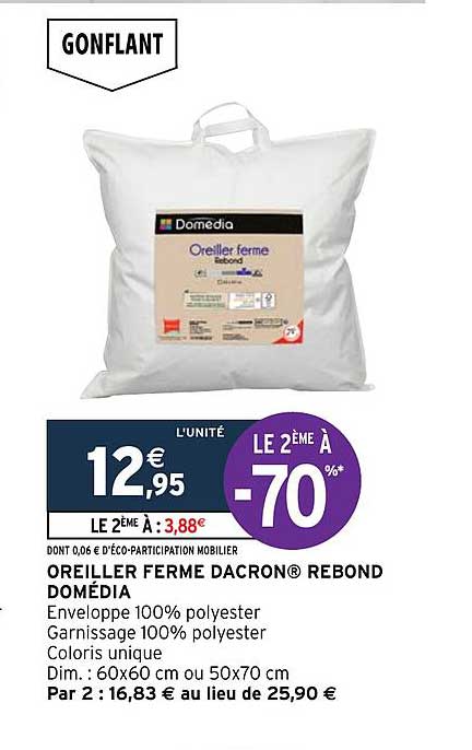 oreiller ferme dacron rebond domédia