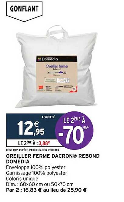 oreiller ferme dacron rebond domédia