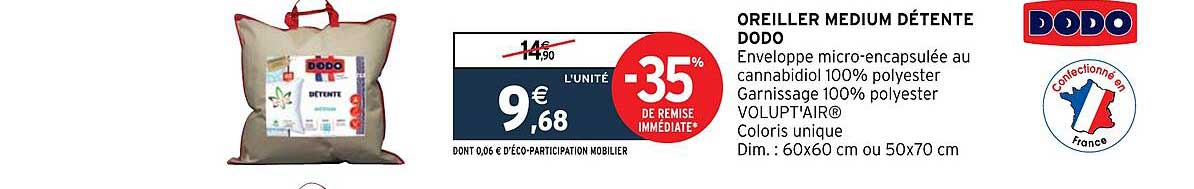 oreiller medium détente dodo