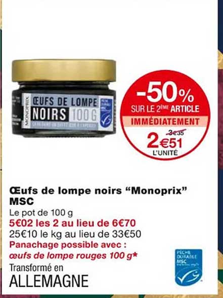 œufs de lompe noirs "monoprix" msc