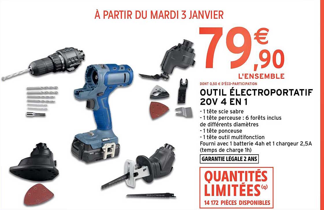 outil électroportatif 20v 4 en 1