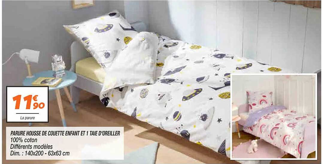 parure housse de couette enfant et 1 taie d'oreiller