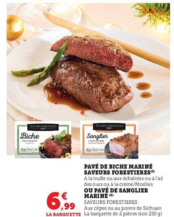 pavé de biche mariné saveurs forestières ou pavé de sanglier mariné