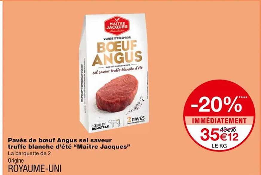 pavés de bœuf angus sel saveur truffe blanche d'été "maître jacques"