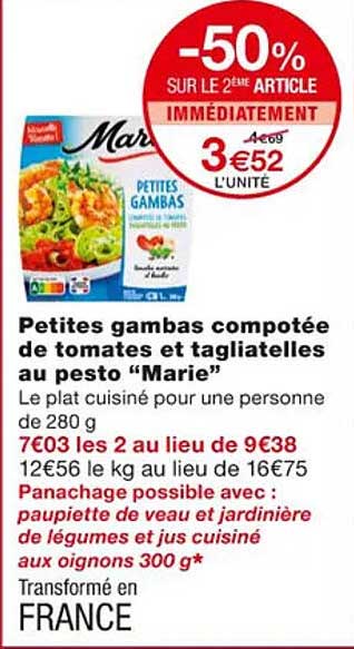 Petites Gambas Compotée De Tomates Et Tagliatelles Au Pesto "marie"