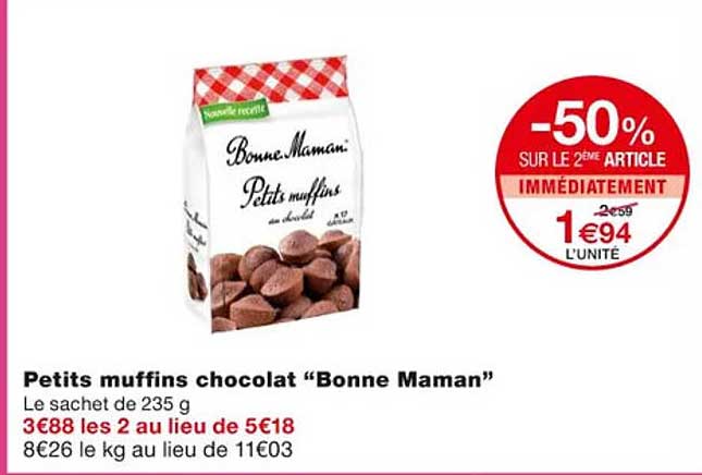 petits muffins chocolat "bonne maman"