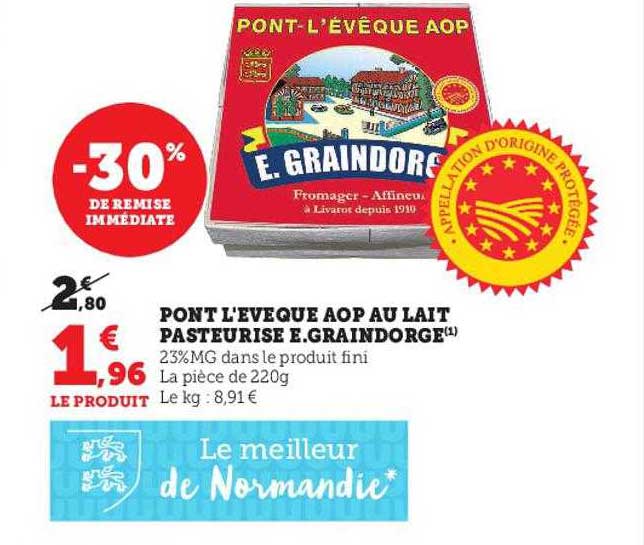 pont l'évêque aop au lait pasteurisé e.graindorge