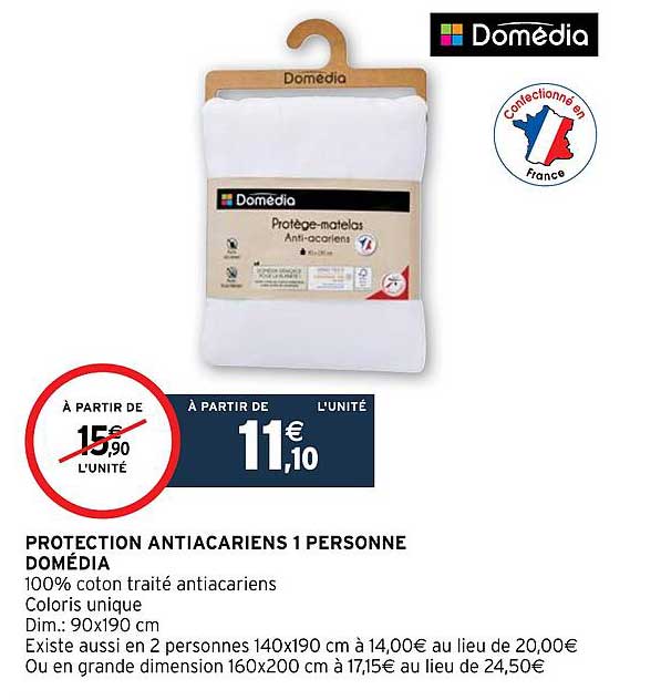 protection anti acariens 1 personne domédia