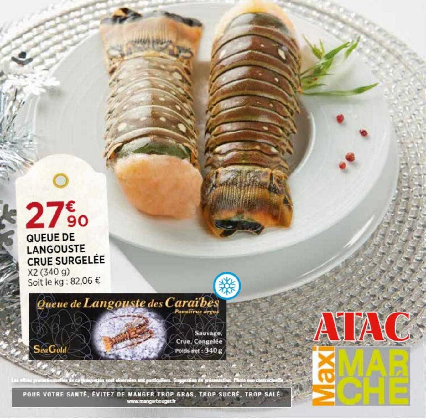 queue de langouste crue surgelée