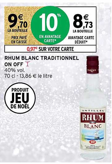 rhum blanc traditionnel on off